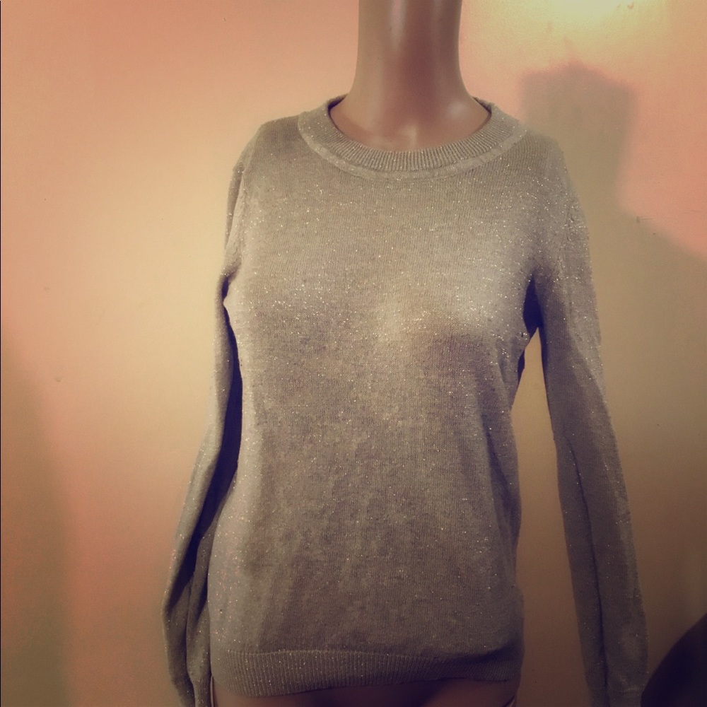 Shimmery gold long sleeve lightweight sweater